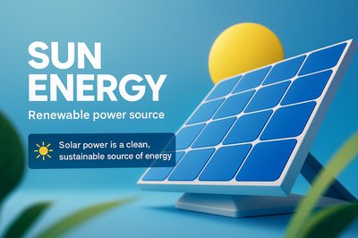 Vibrant 3D Illustration of Solar Energy Concept