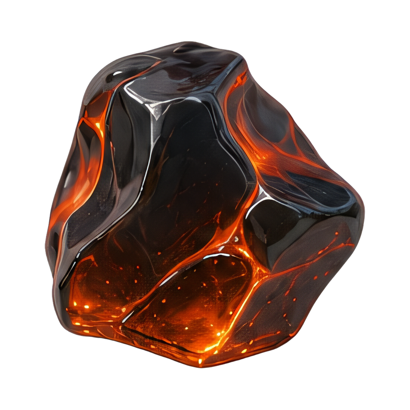 glassy lava sample close-up