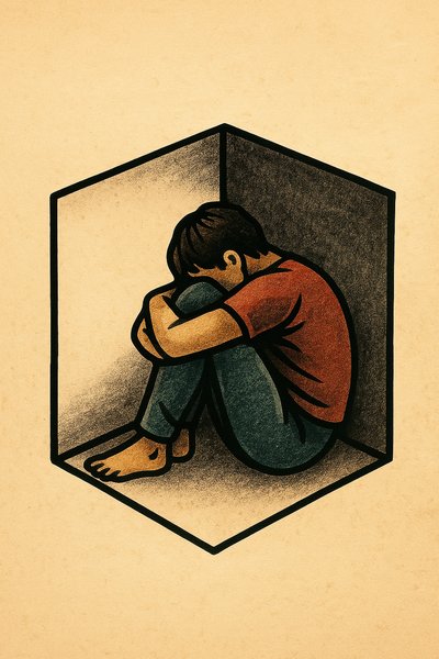 Tattoo Design: Room of Despair with a Human Figure