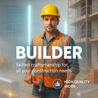 Professional Builder Portrait with Construction Background