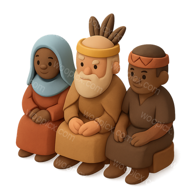 3D Tribal Elders Icon in Isometric Style