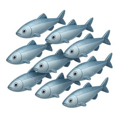 Illustration of Cartoon Fish in a Group