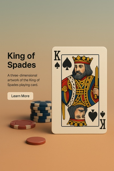 Realistic 3D Illustration of King of Spades Playing Card