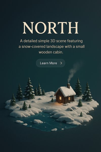 Charming 3D Scene of a Snowy Landscape with Cabin