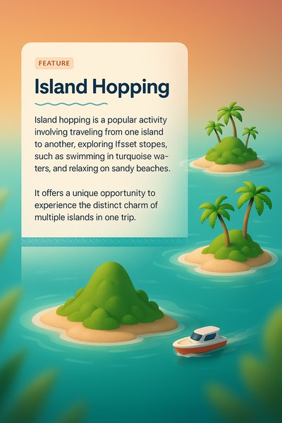 3D Illustration of Island Hopping with Features Description