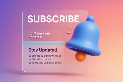 Dynamic 3D Subscribe Banner Design for Newsletter Sign-Up