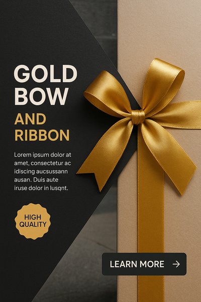 Elegant Gold Bow and Ribbon Design with Call to Action