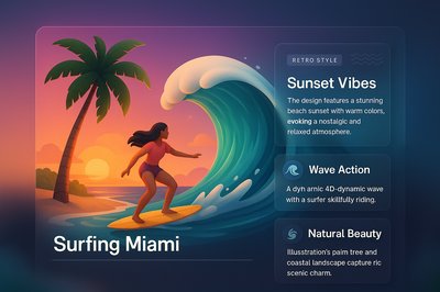 Surfing Miami: Vibrant Sunset and Wave Action