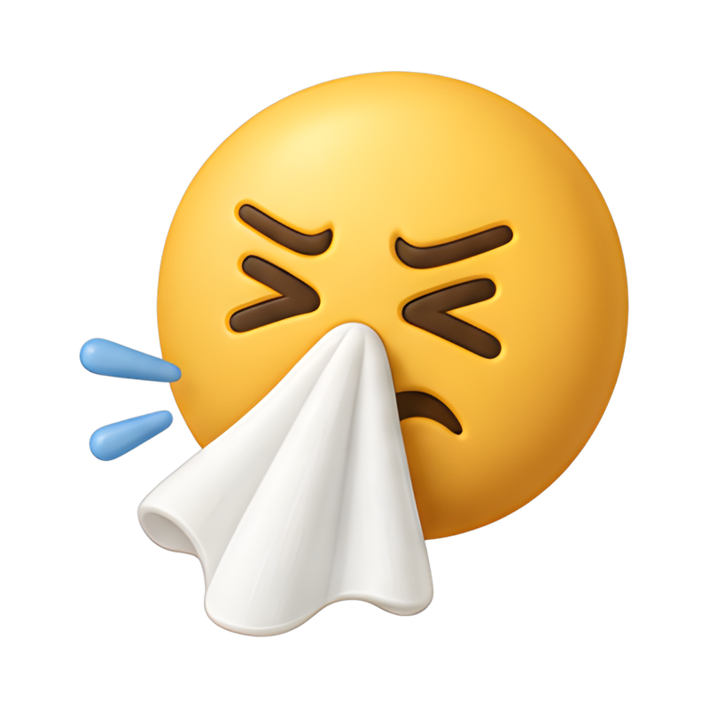 sneezing face smiley with tissue
