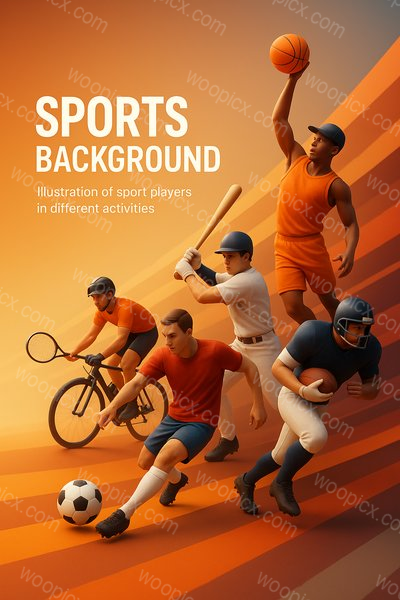 Dynamic Sports Background Illustration Featuring Various Athletes