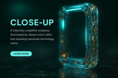 Futuristic Crystalline Sculpture with Micro-LEDs in Close-Up