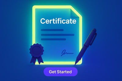 Glowing Certificate Design with Call-to-Action Button
