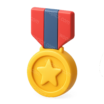 Colorful 3D Medal with Star Emblem for Achievements