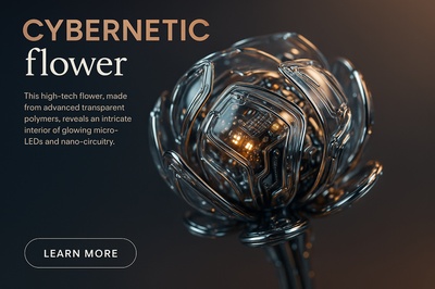 Hyperrealistic Cybernetic Flower with Glowing Micro-LEDs