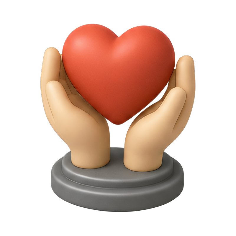 heart in cupped hands statue