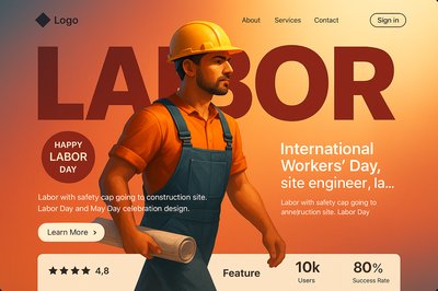 Dynamic Labor Day Landing Page Design with 3D Elements