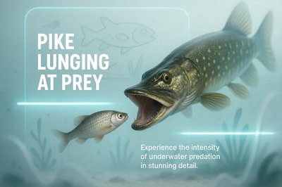 Underwater Predator and Prey Illustration Featuring Pike and Fish