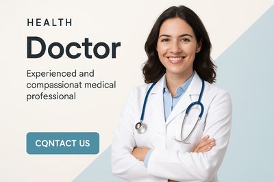 Confident Female Doctor Portrait with Modern Design Elements