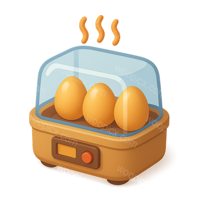 3D Icon of a Modern Egg Cooker with Steaming Eggs