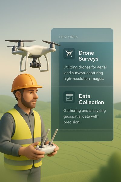 3D Illustration of Drone Operator with Surveying Features