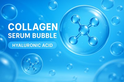 Collagen Serum Promotional Graphic with Molecular Design
