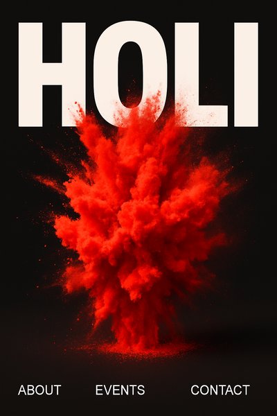 Vibrant Red Holi Paint Explosion with Bold Typography
