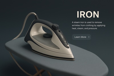Detailed 3D Scene of a Steam Iron in a Realistic Setting