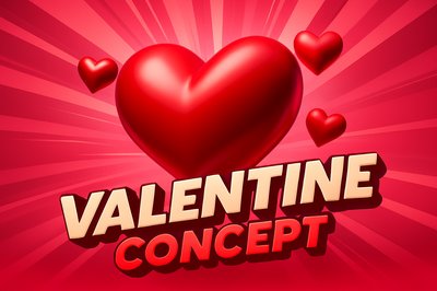 Dynamic 3D Red Heart Design for Valentine's Day