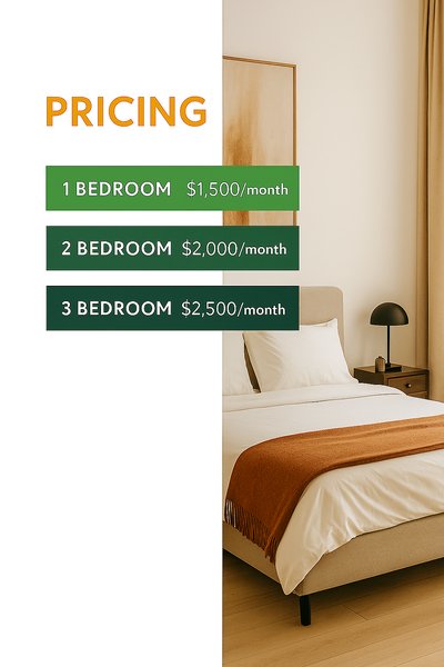 Modern Apartment Pricing Display with Room Options