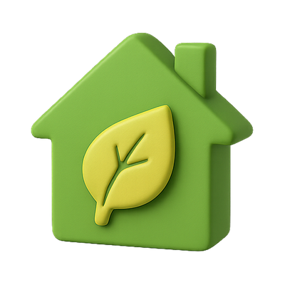 Stylized Eco-Friendly Home Icon with Leaf Design