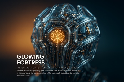 Glowing Digital Fortress: A Hyperrealistic Close-Up