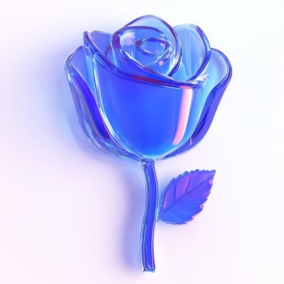 Stylized Blue Glass Rose with Elegant Design