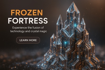 Hyperrealistic Crystal Fortress in a Data Blizzard