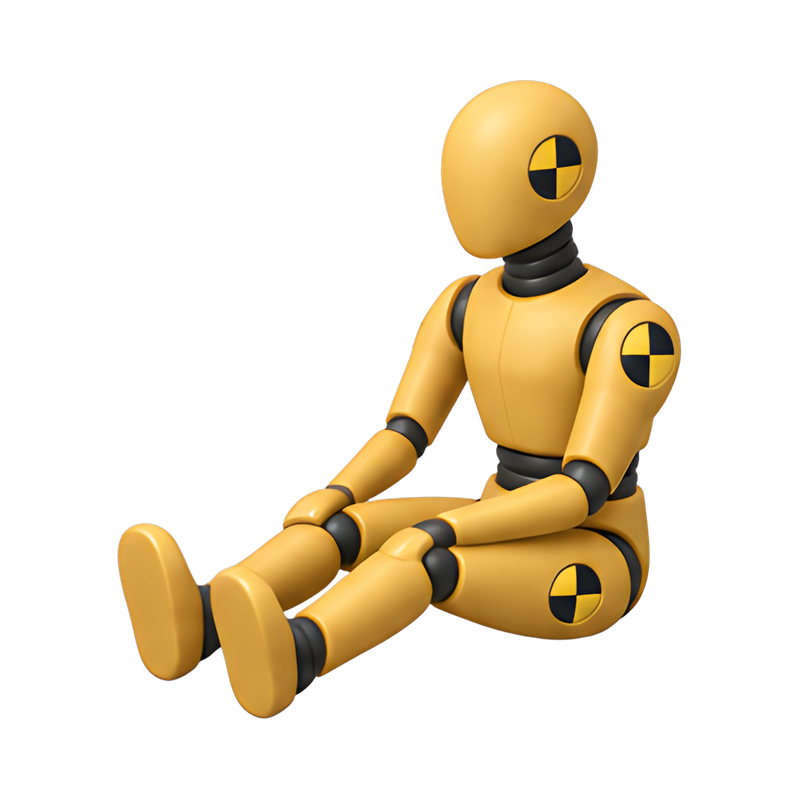 Crash test dummy with decals