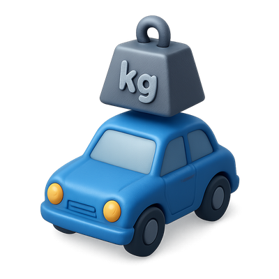Stylized 3D Car Icon with Weight Above It