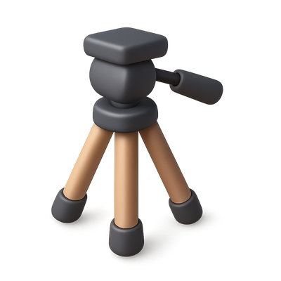 Stylish 3D Camera Tripod Icon with Isometric View