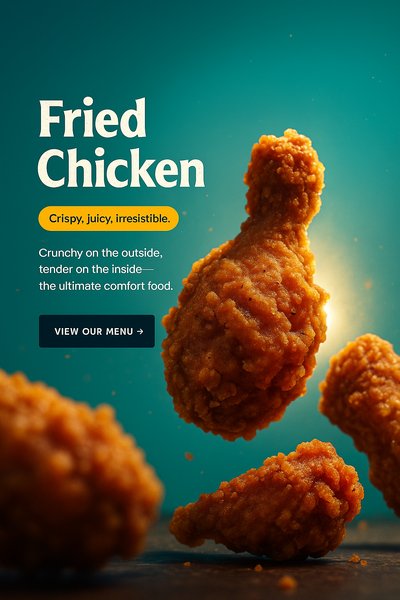Realistic Fried Chicken Presentation with Dynamic Composition