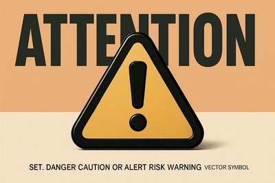 Modern Warning Symbol Art with Attention Text