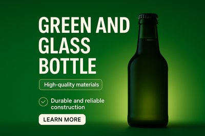 Green Glass Bottle Promotional Graphic for High-Quality Materials