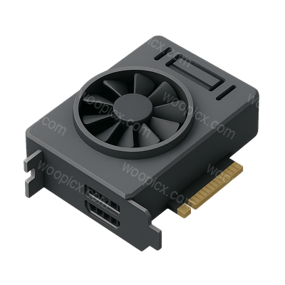 Stylized 3D GPU Icon with Isometric View