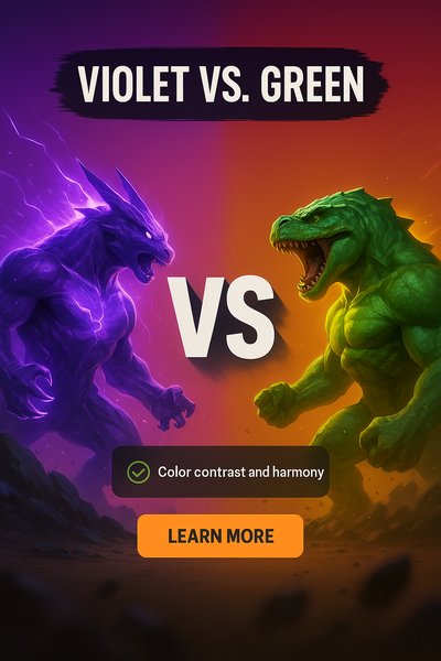 Dynamic Clash Between Violet and Green Characters