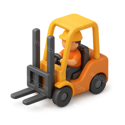 3D Forklift Icon with Operator in Isometric View