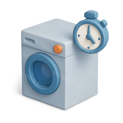 Stylish 3D Washing Machine Icon with Timer Design