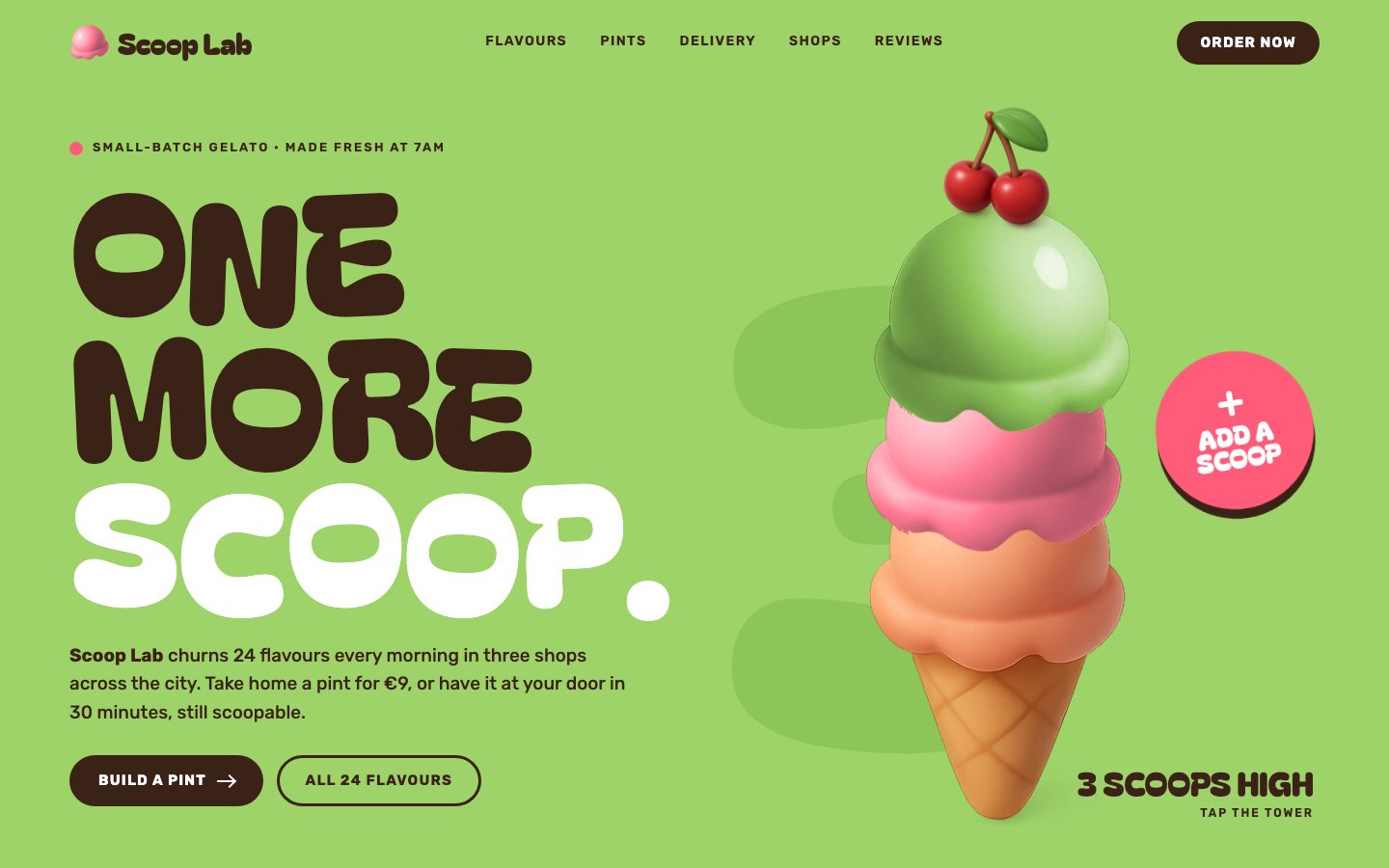 Scoop Lab — landing page template preview