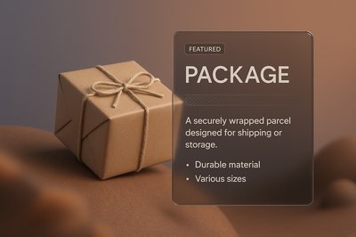 Stylish 3D Package Design with Integrated Text Block