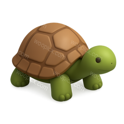 3D Tortoise Icon in Isometric View with Volumetric Feel