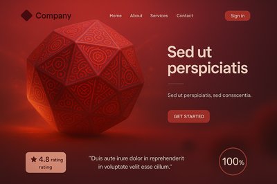 Modern Landing Page Design with Geometric Elements