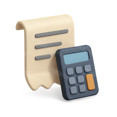 Stylish 3D Icon of Bill and Calculator in Isometric View