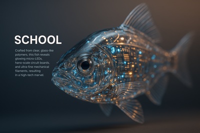 Hyperrealistic School Fish in High-Tech Design