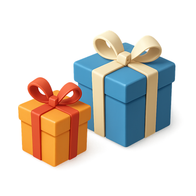 Colorful 3D Gift Icons with Ribbons in Isometric View
